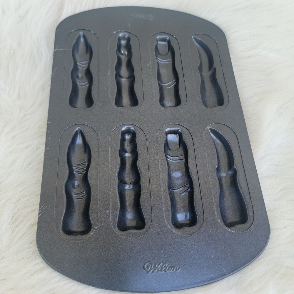 Wilton Halloween Party Monster Witch Skeleton Fingers 8 Cavity Cookie Candy Pan